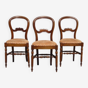 set of 3 Louis Philippe chairs in walnut