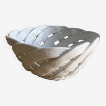 White woven/openwork ceramic basket/cup
