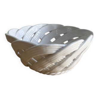 White woven/openwork ceramic basket/cup