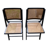 2 folding chairs in canning and wood