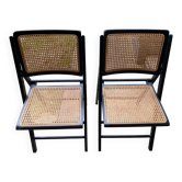 2 folding chairs in canning and wood
