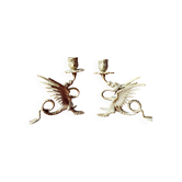 Pair of winged dragon bronze candlesticks Napoleon III 19th century