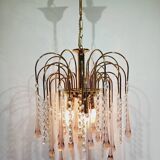 Murano chandelier with pink tassels with 3 lights