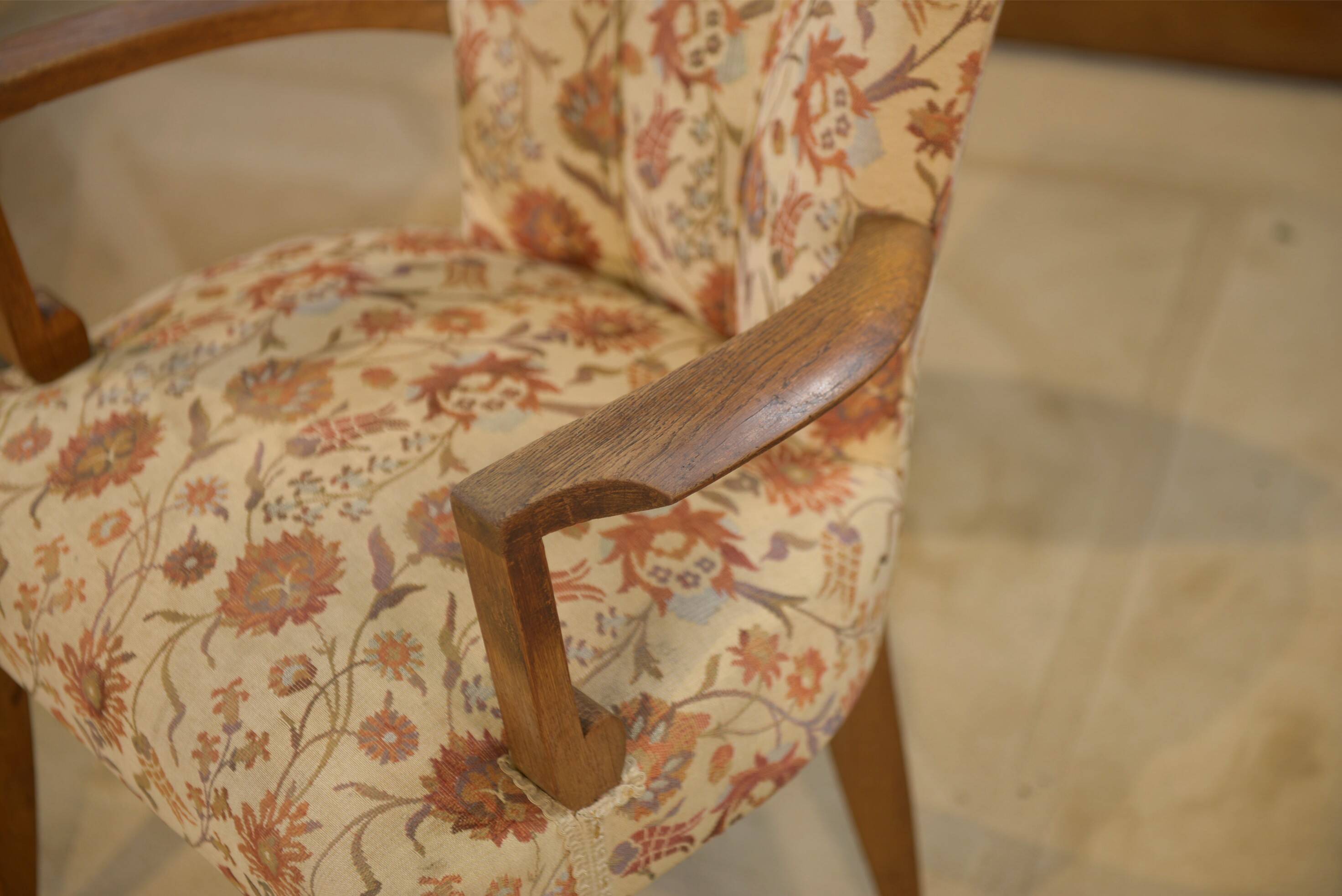 Set of 2 Bridge armchairs and one armchair attributed to Jules Leleu from the 1930s.