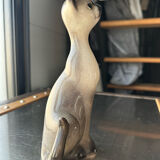 Vintage Siamese Cat Statuette - Slender Ceramic - Signed