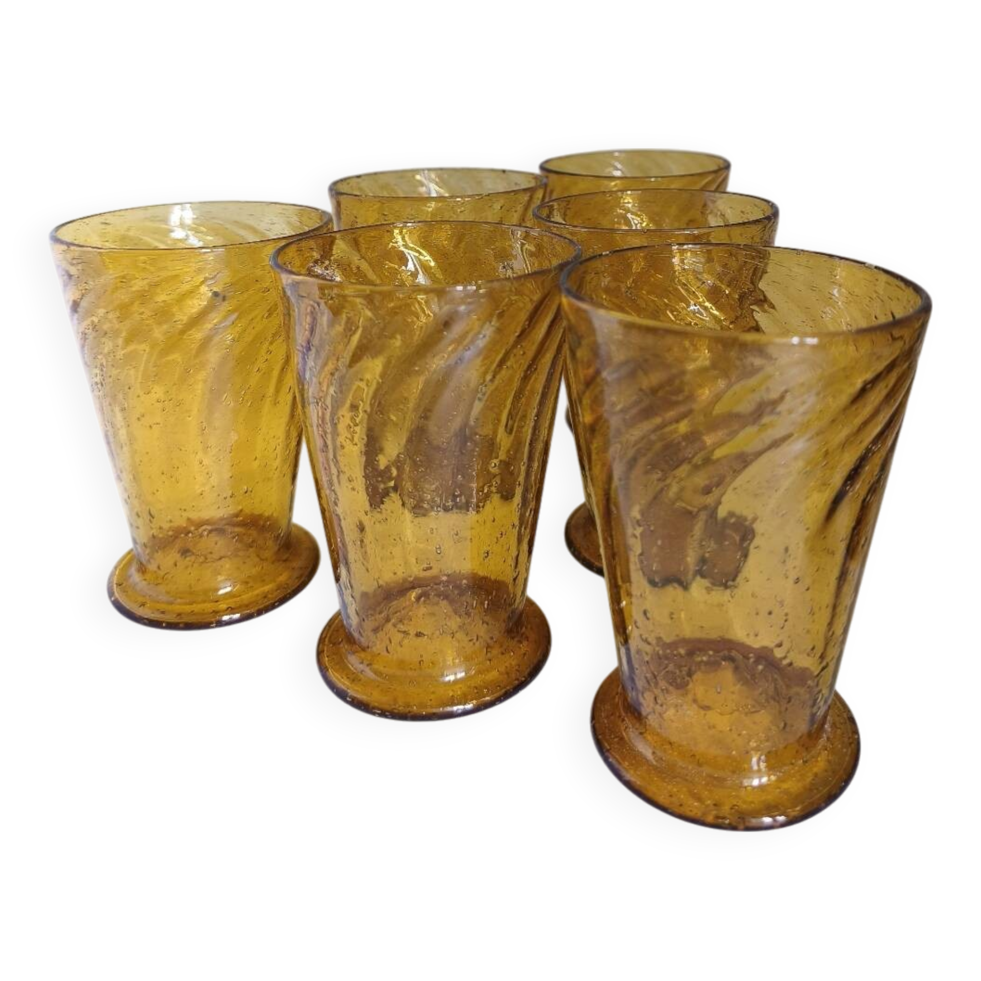 Set of 6 amber glasses