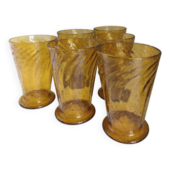 Set of 6 amber glasses