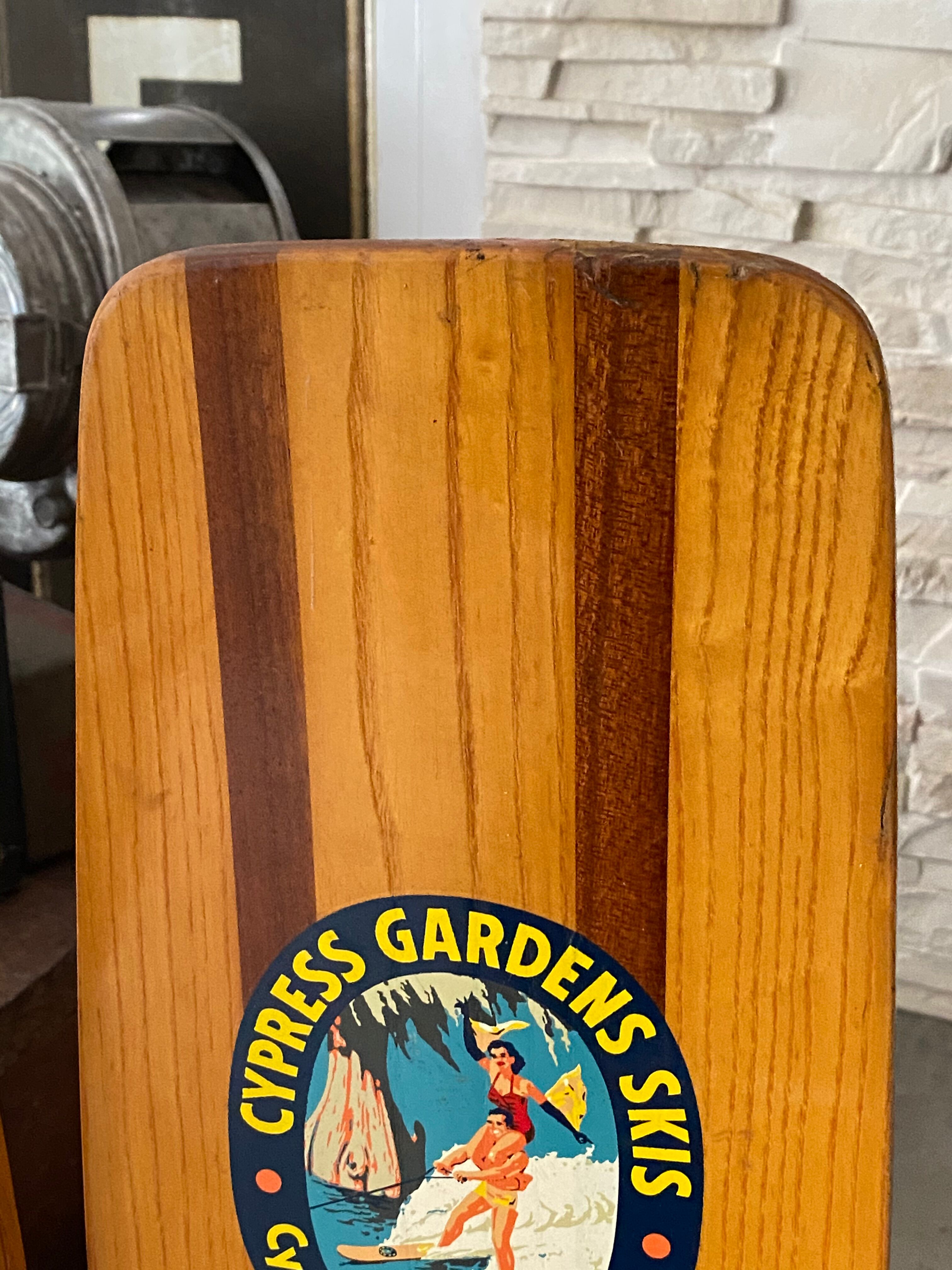 Wooden water ski pair