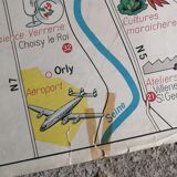 Vintage school map mdi France Paris Paris region