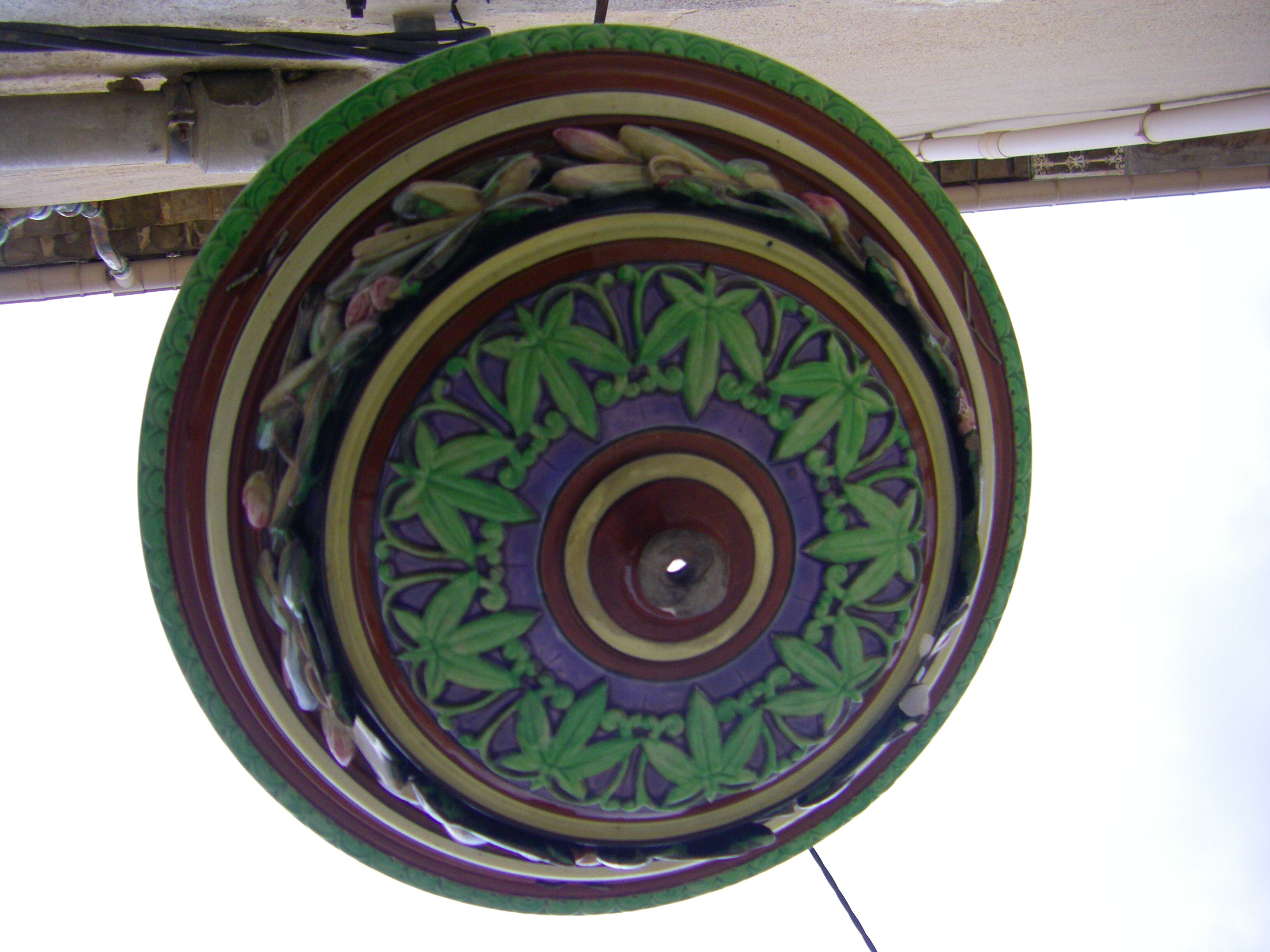 Hanging planter in earthenware from Sarreguemines