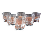 6 vintage clear pressed glass whiskey glasses