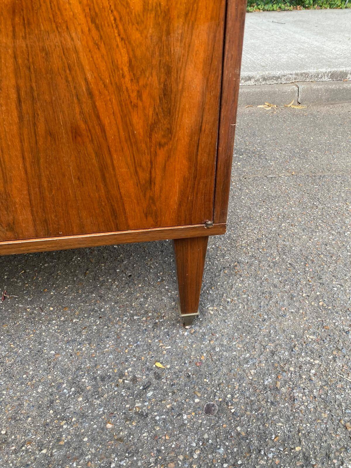 Scandinavian high buffet display cabinet in rosewood from the 1950s.