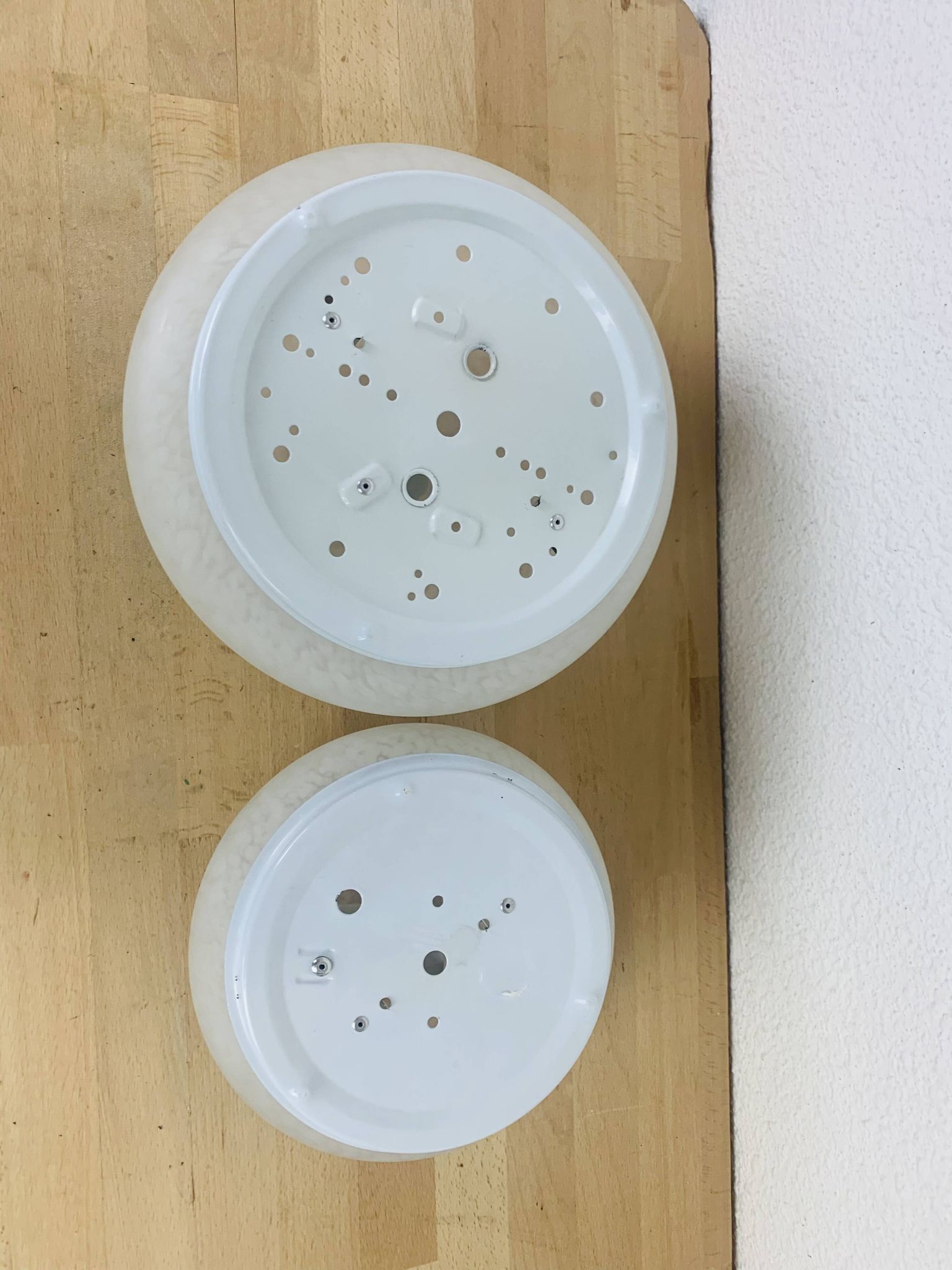 Pair of speckled glass ball wall lights from Vianne, half sphere