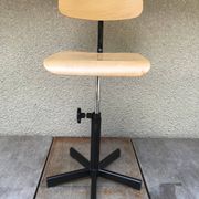 Chaise atelier métal noir avec assise & dossier bois réglable style vintage