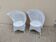Paire de fauteuil en osier rotin blanc art deco vintage