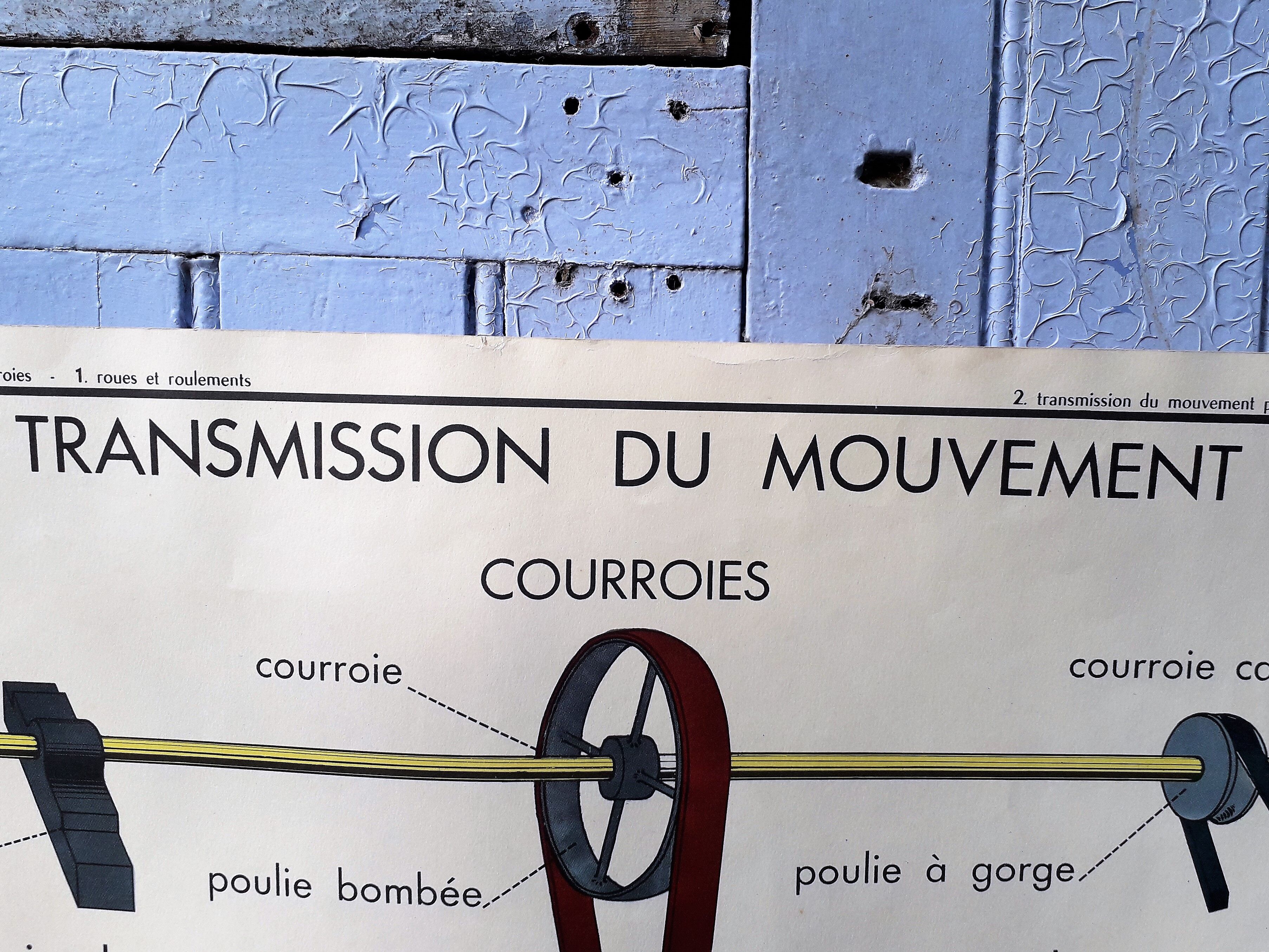 School poster wheels and bearings / transmission of movement by belt