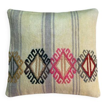 Vintage turkish kilim cushion cover, 40 x 40 cm