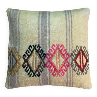 Housse de coussin kilim turc vintage, 40 x 40 cm