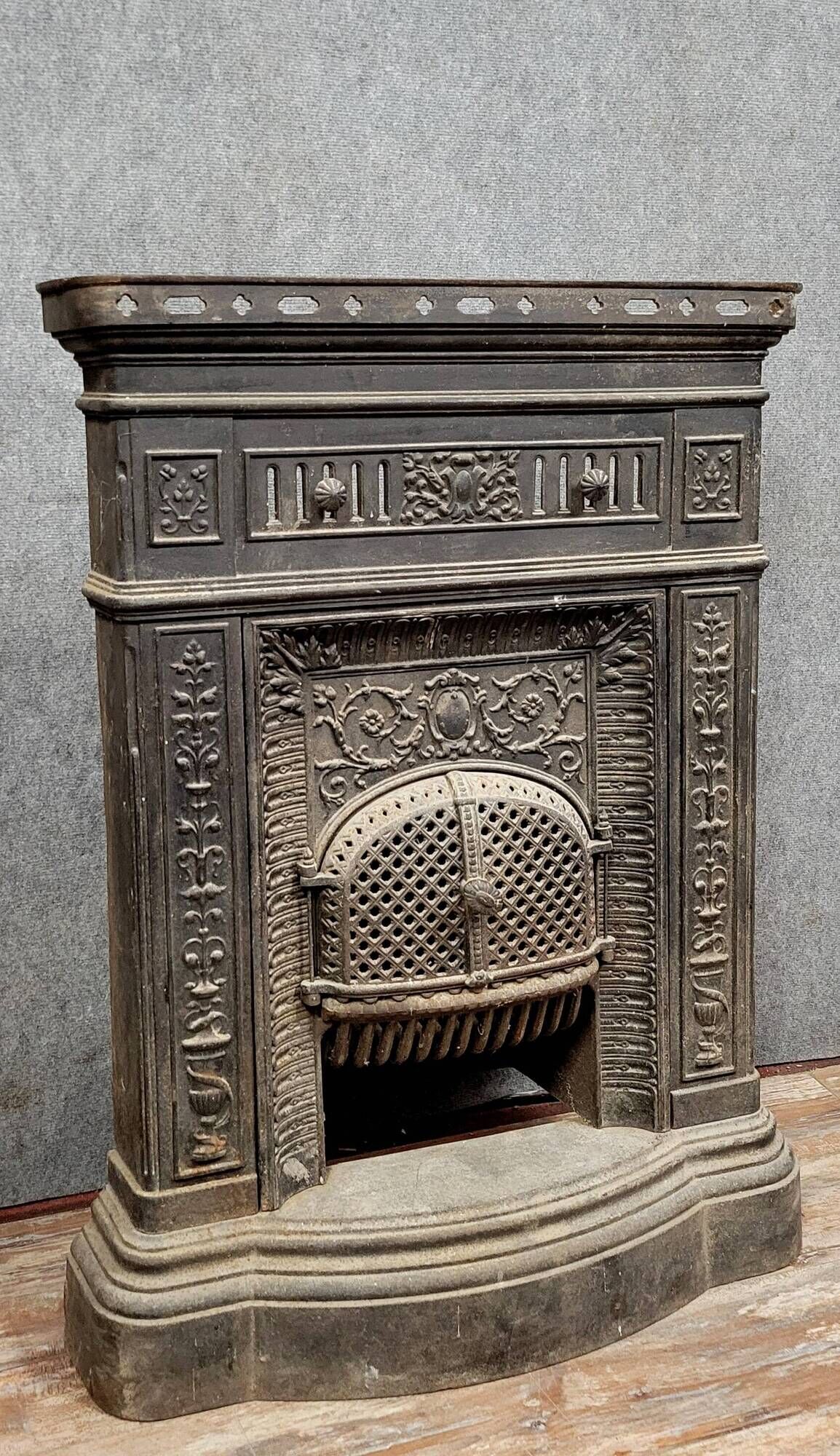 Napoleon III period cast iron fireplace mantel or front circa 1880