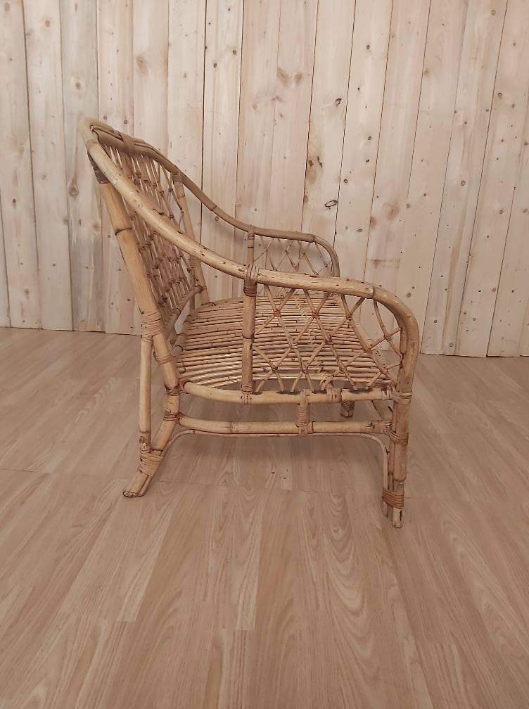 Vintage rattan bench