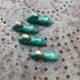 4 knife holders the deer in green and gold glazed ceramic art deco