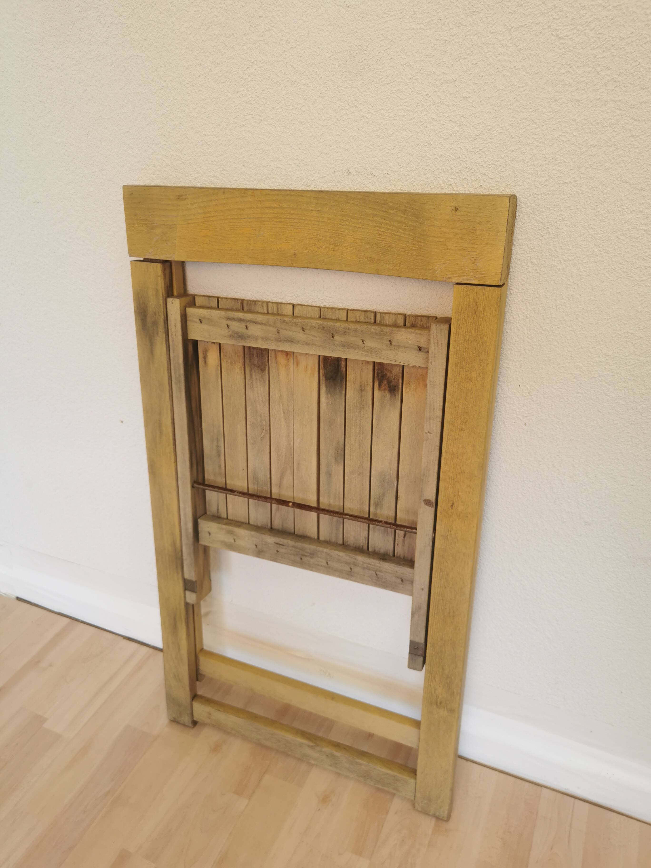 Vintage Aldo Jacober Folding Wooden Chair: Mid-Century Trieste Stool