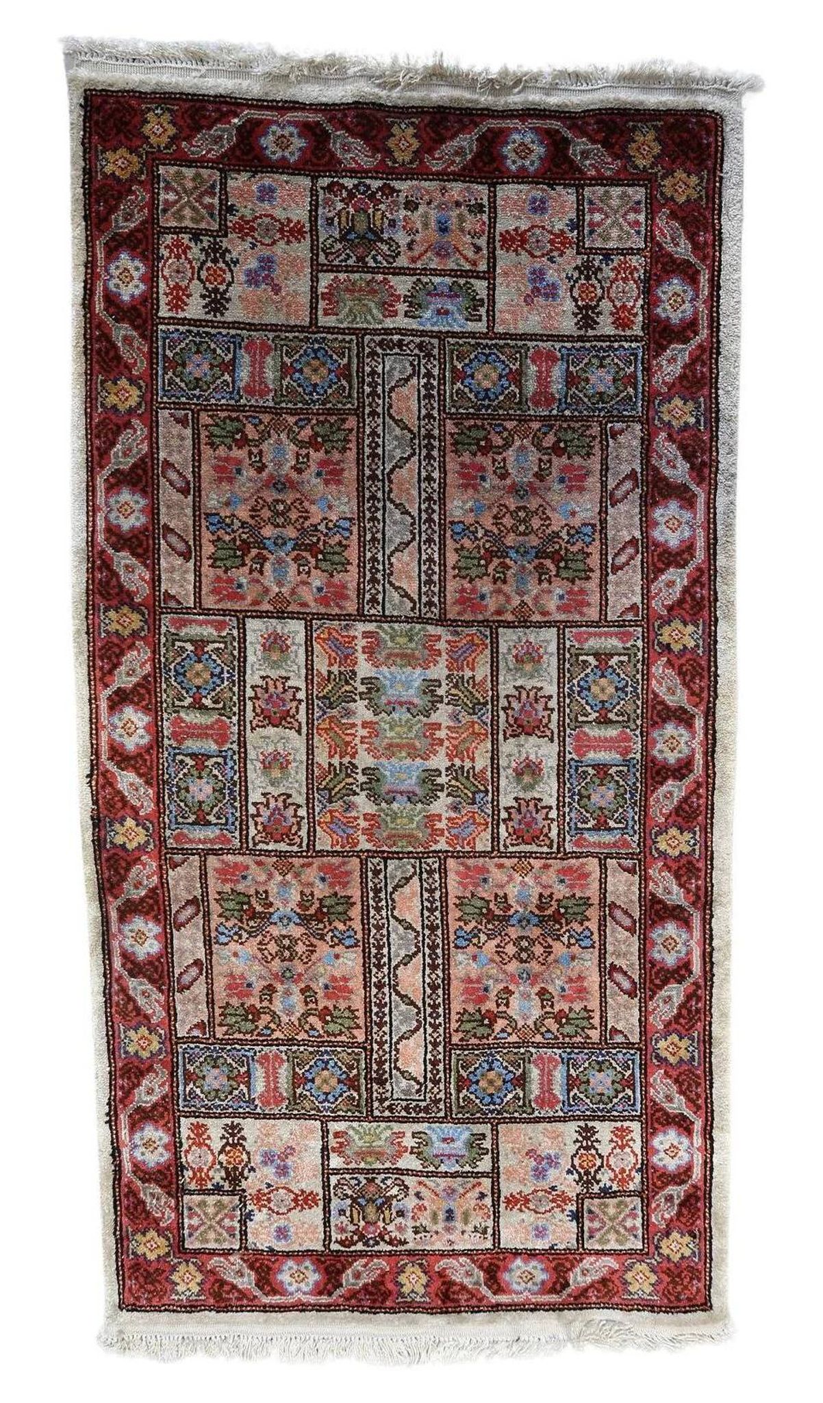 Handmade vintage Tunisian silk rug 51cm x 97cm, 1970s