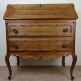 Louis XV Baroque scriban chest of drawers in solid wood, 20th century