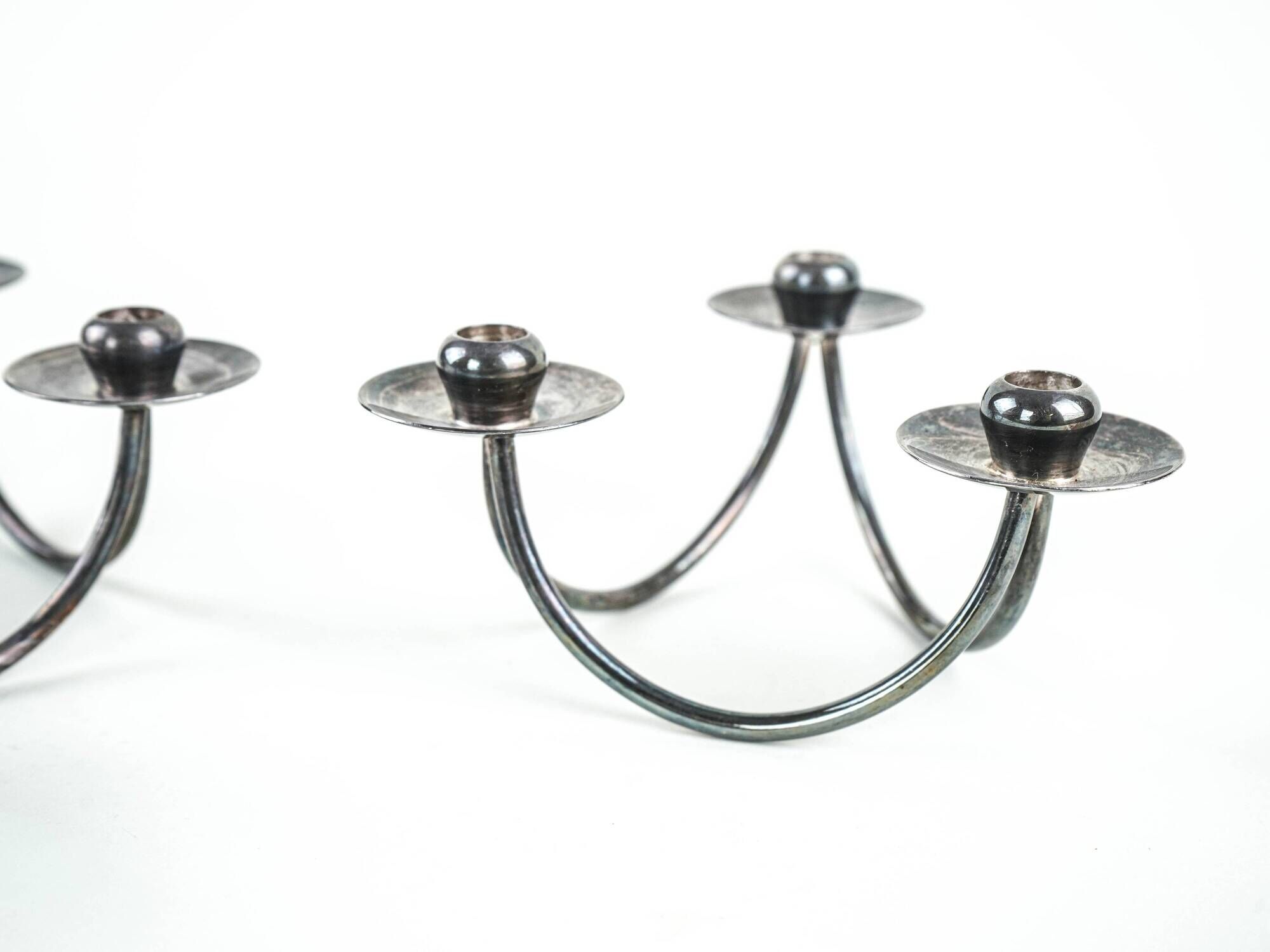 Set of silver-plated candlesticks by Berg Denmark with square bases, 1970s