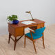 Danish mid century teak desk on sculptural base, 1960s.