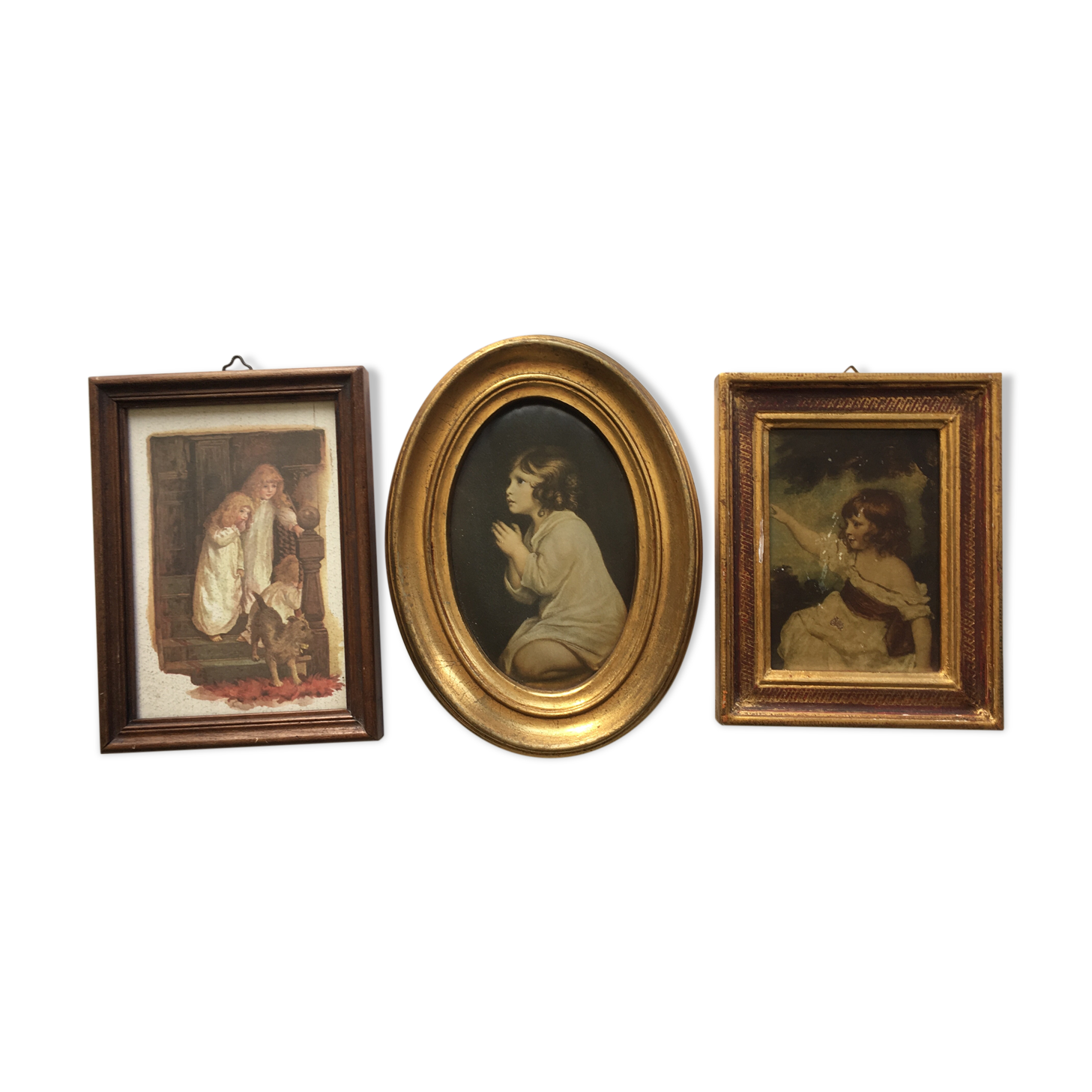 Assortment of 3 old paintings with children