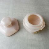 Old pot in pale pink opaline, hexagonal shape