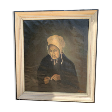 Portrait of Lady signed "The Knitter"
