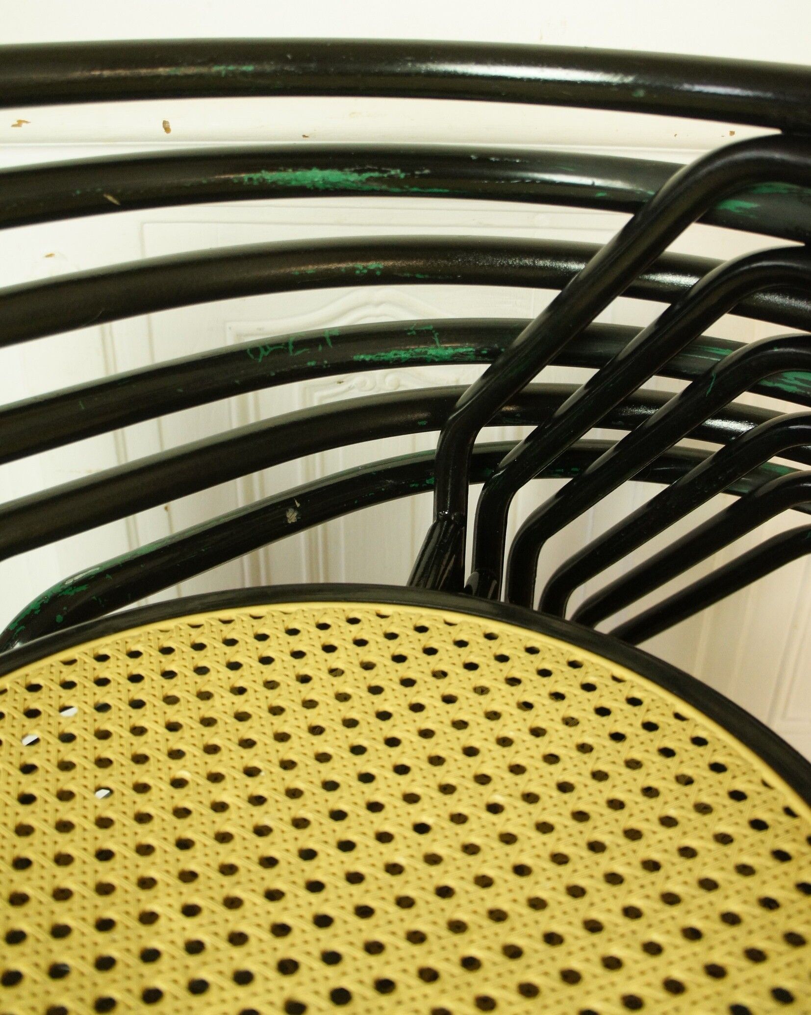 Set de 6 fauteuils minimalistes "Bauhaus" en métal & cannage