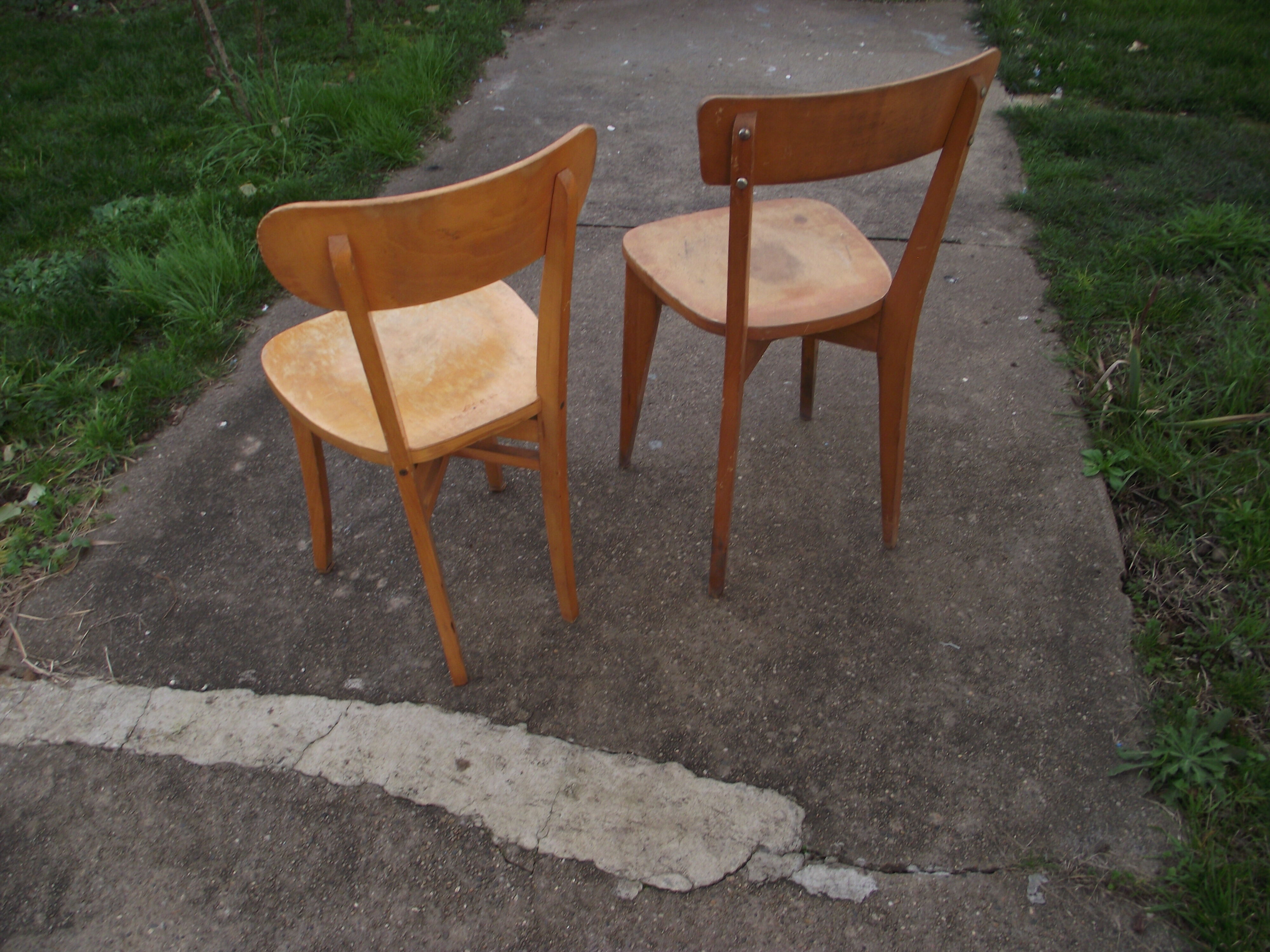 2 wood bistro chairs