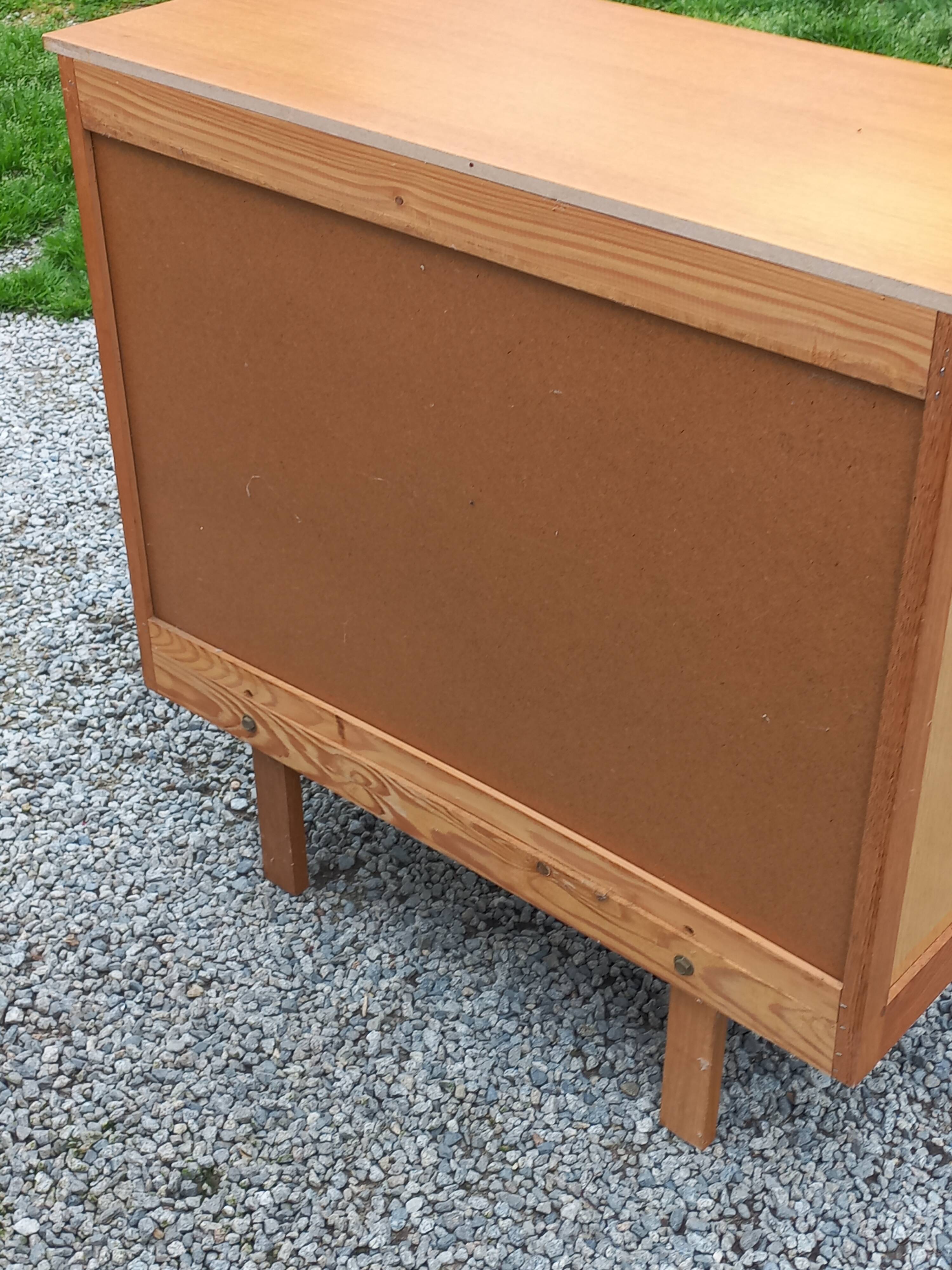 Vintage chest of drawers in blond and golden oak, compass legs and 4 drawers, 1950s