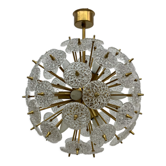 Val Saint Lambert crystal sputnik gold chandelier , 1960’s