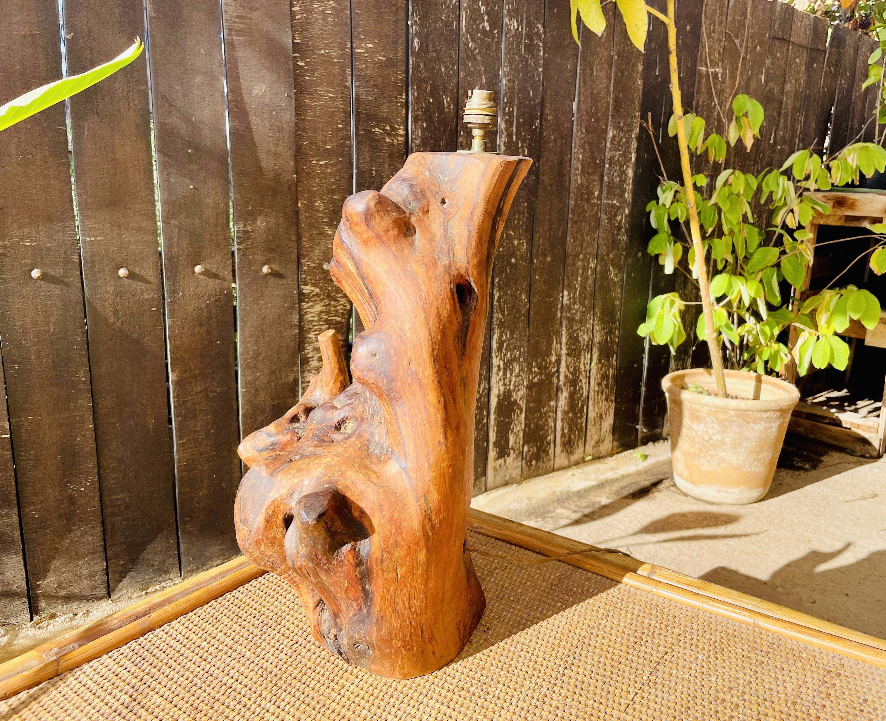 Lamp base in solid Olivier 50's