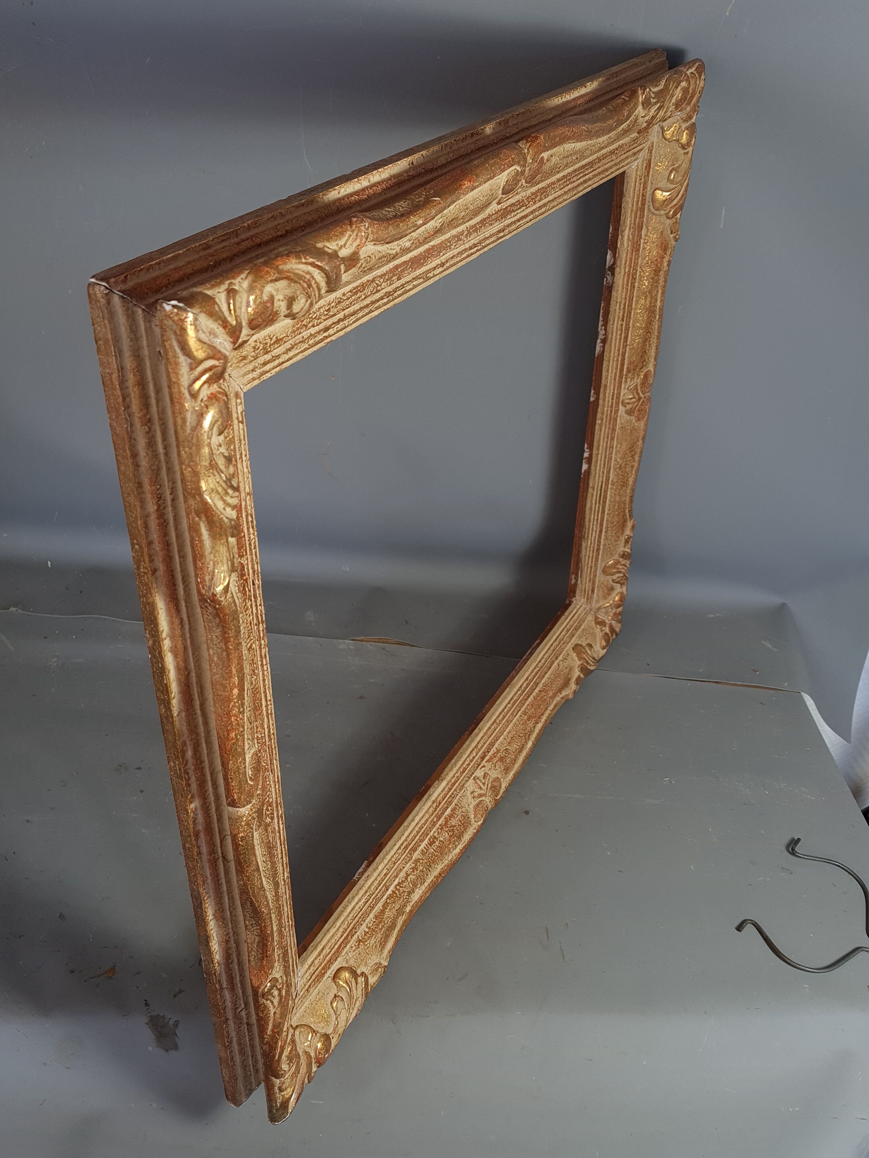 Old frame louis XV style gilded stucco wood 62.5x55 foliage 50.9x43.5 cm SB
