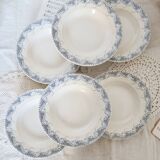 6 assiettes creuses en terre de fer Sarreguemines U&C modèle Luchon