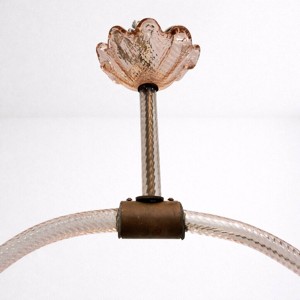 Art Deco Chandelier attributed to Barovier & Toso, Murano Glass, 1940s