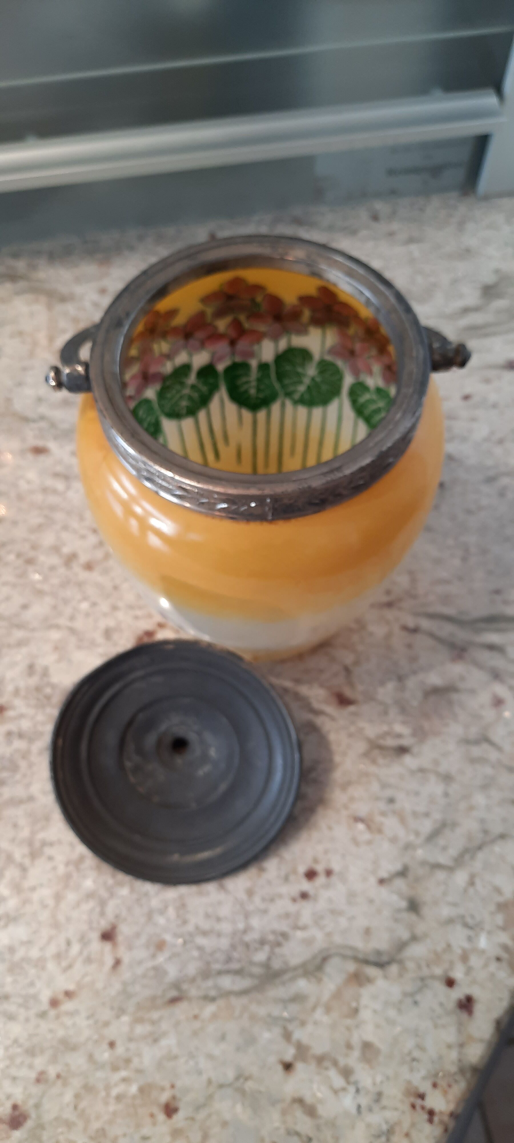 Art nouveau glass cookie jar