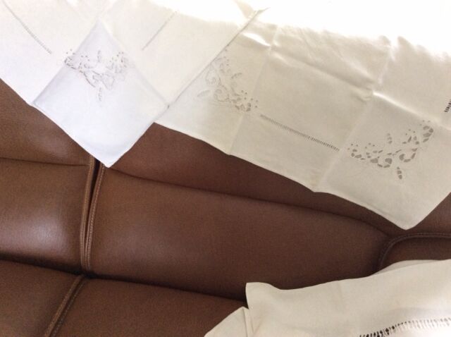 Set of 16 antique hand-embroidered stainedcases