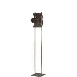 Geometric floor lamp in silver metal. 1980s.