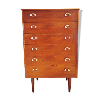 High chest of drawer with 6 drawers - teak - 1960