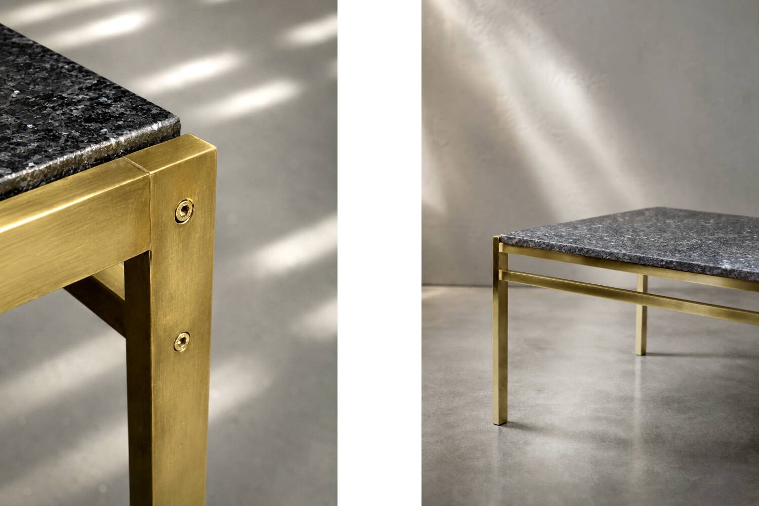 Vintage Mid-Century Italian Modern Brass Coffee Table with Stone Top, 1970s