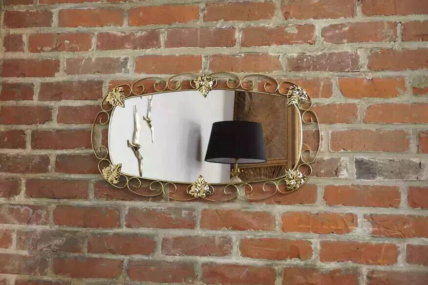 50s oval brass mirror - 38x69cm