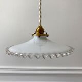 Vintage 50s serrated opaline pendant lamp