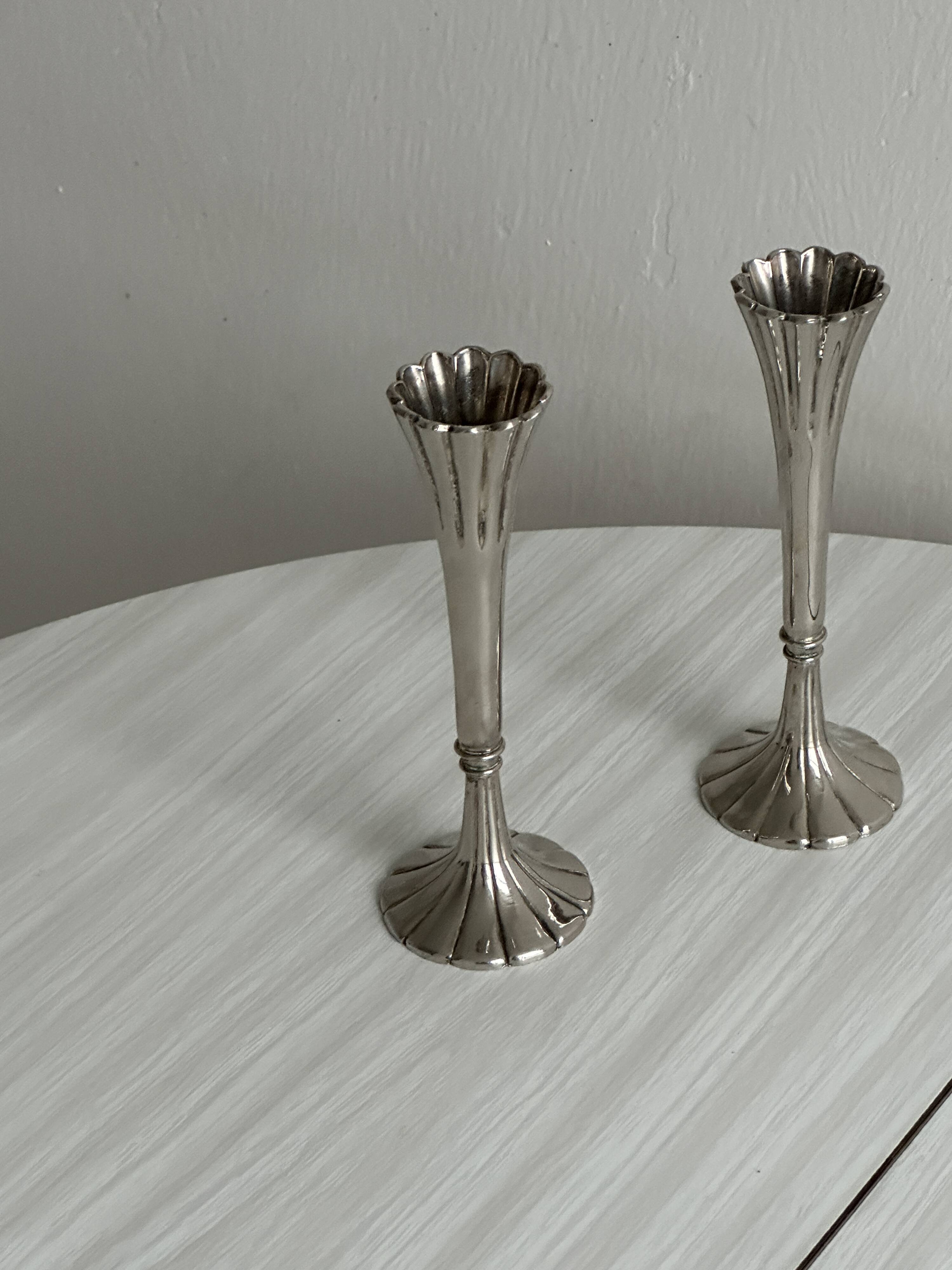 slender chrome metal candlestick