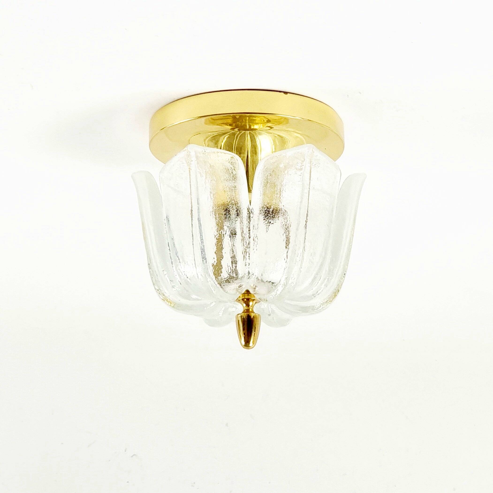 Mid-Century Modern Flower-Shaped Glass Flush Mount/Ceiling Light from Limburg, Germany, 1970s